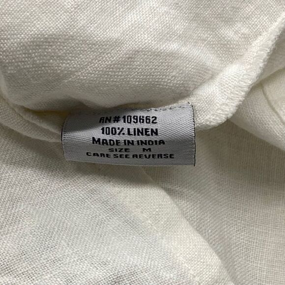 Snapdragon & Twig White Linen Blouse Boxy Lightweight Black Embroidery Size M - Picture 7 of 9